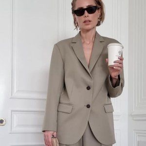 NWOT, ANINE BING Women's Quinn Blazer in XXS, Green Khaki